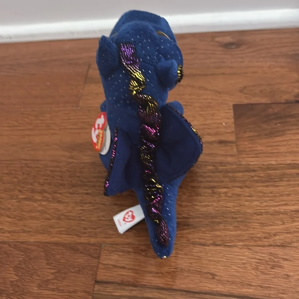 NWT TY beanie boo’s collection “saffire ” Blue, gold & purple Plush Dragon Toy - Picture 3 of 8